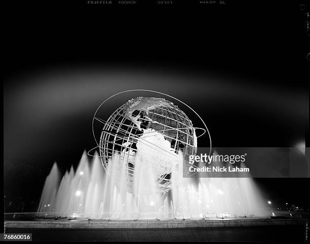 The Unisphere is seen during a night session at the USTA Billie Jean King National Tennis Center in Flushing Meadows Corona Park on September 6, 2007...
