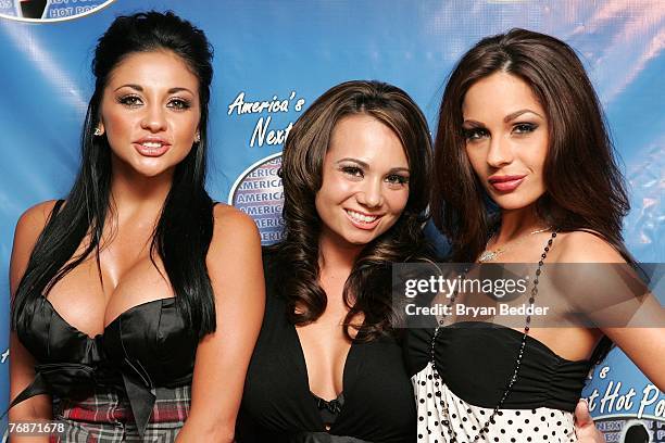 Personalites Audrey Bitoni, Holly West and Kristen Price attends the press conference to announce "America's Next Hot Porn Star" reality TV series at...