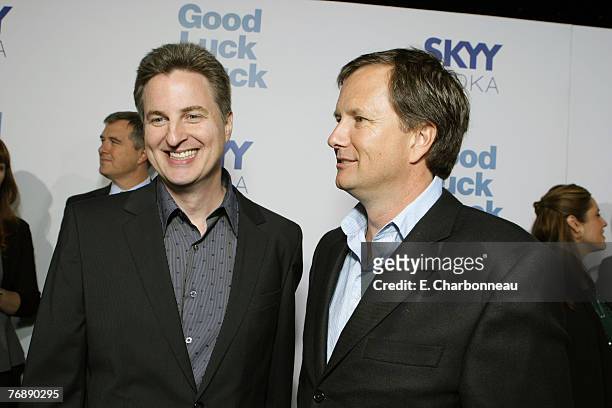 Director Mark Helfrich and Lionsgate's Michael Burns at the premiere of "Good Luck Chuck" at Mann National Theatre on September 19, 2007 in Westwood,...
