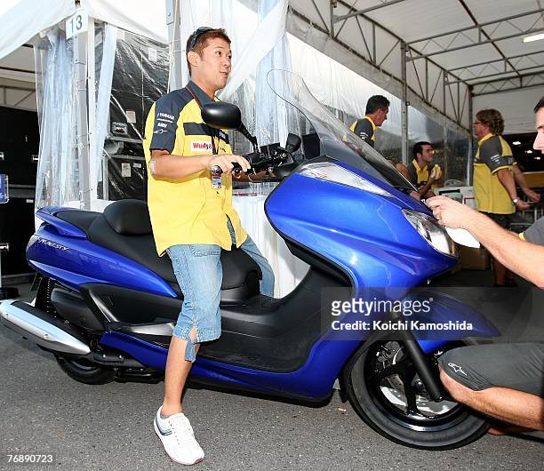 Makoto Tamada of Japan and Dunlop Yamaha poses during the build-up for Round 15 of the 2007 MotoGP World Championship, the Japanese Grand Prix, held...