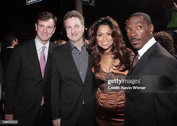 Producer Mike Karz, director Mark Helfrich, producer Tracey Edmonds and actor Eddie Murphy pose at the premiere of Lionsgate's "Good Luck Chuck" at...