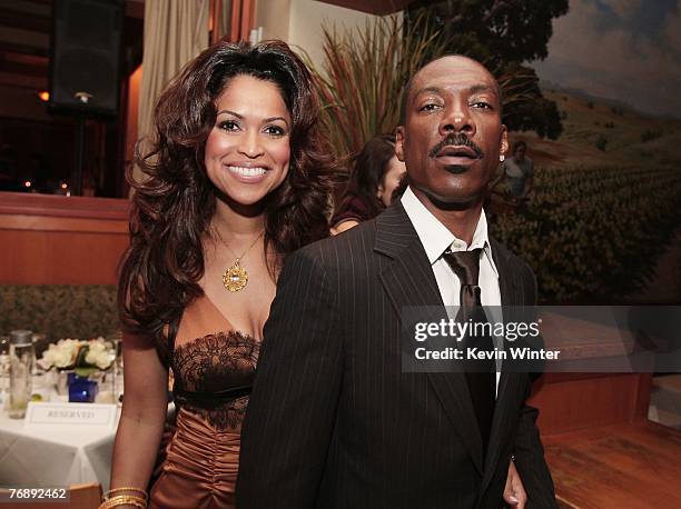 Producer Tracey Edmonds and actor Eddie Murphy pose at the afterparty for the premiere of Lionsgate's "Good Luck Chuck" at the Napa Valley Grille on...