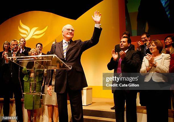 Rt. Hon. Sir Menzies Campbell addresses the Liberal Democrats as the leader of the party on the final day of their annual conference on September 20,...