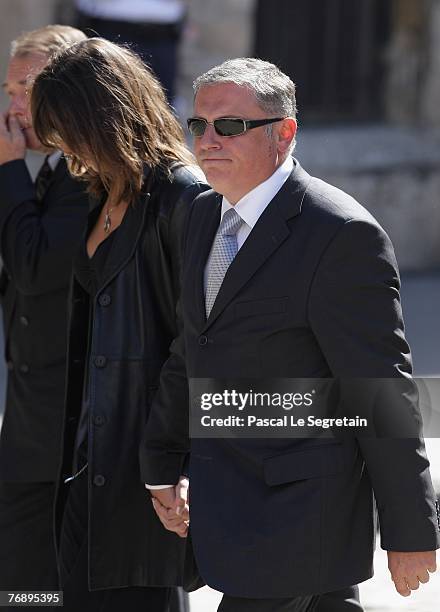 French tv presenter David Martin arrives to attend French TV star Jacques Martin's funeral on September 20, 2007 in Lyon, France.