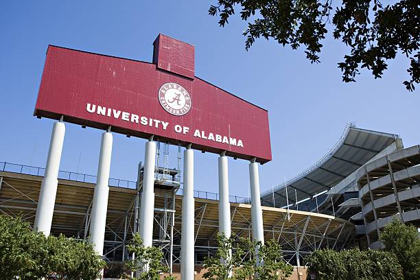 General view of the exterior of Bryant-Denny Stadium home of the Alabama Crimson Tide before a game against the Arkansas Razorbacks on September 15,...