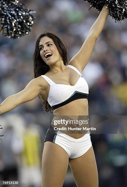 An Eagles cheerleader during the game between the Dallas Cowboys and Philadelphia Eagles at Lincoln Financial Field in Philadelphia, Pennsylvania on...