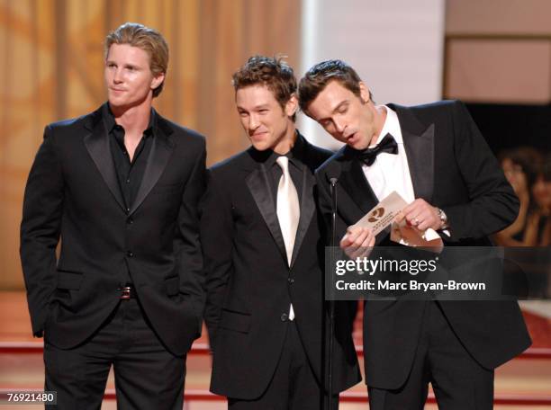 Thad Luckinbill, Michael Graziadei and Daniel Goddard of "The Young and the Restless" present Outstanding Younger Actress in a Drama Series award