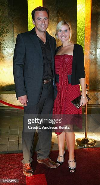 Jessica Boehrs and boyfriend Marcus Gruesser attend the "Music meets Media" party to the Popkomm Music Tradefair at Esplanade hotel on September 20,...