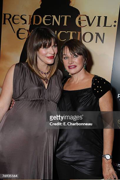Milla Jovovich and mother Galina Jovovich at the World Premiere of Screen Gems "Resident Evil: Extinction" at Planet Hollywood Resort and Casino on...