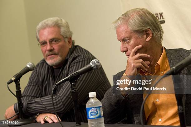 San Francisco Giants Senior Vice President and General Manager Brian Sabean and President and Managing General Partner Peter Magowan at a press...