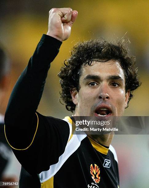 Daniel of the Phoenix celebrates a Phoenix goal during the round five A-League match between the Wellington Phoenix and Adelaide United at Westpac...