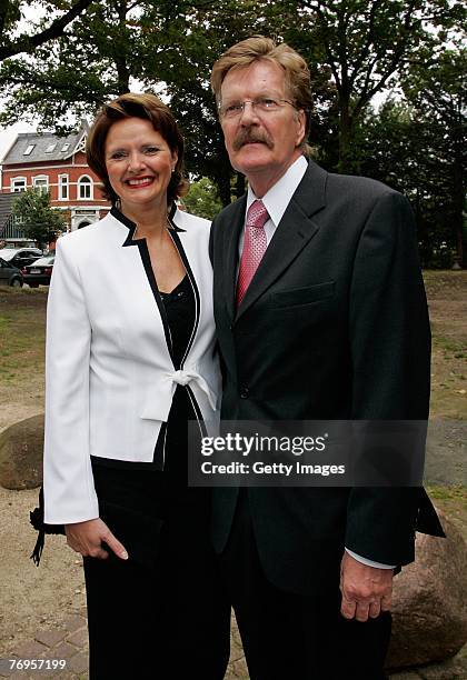 Heidi and Lothar Becker, the parents of the Bride are pictured prior to the wedding ceremony or Sky and Mirja Dumont at the Wedding-Church in...