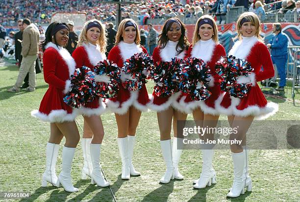 Titans Cheerleaders show off their Holiday outfits. The Seattle Seahawks beat the Tennessee Titans 28-24 at The Coliseum in Nashville, TN on December...