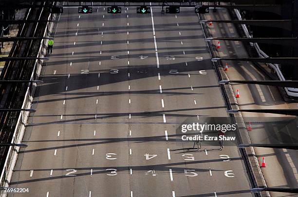 Lone wheelchair participant crosses the Sydney Harbour Bridge during the 2007 Sydney Running Festival on September 23, 2007 in Sydney, Australia. The...