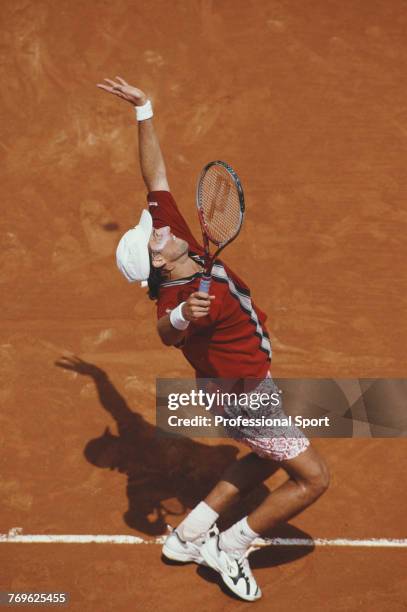 Australian tennis player Patrick Rafter pictured in action during competition to reach the third round of the Men's Singles tennis tournament at the...