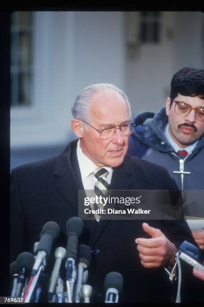 Congressman Robert Michel speaks January 27, 1988 in Washington, DC. Michel was elected to the US House of Representatives in 1956 and eventually...