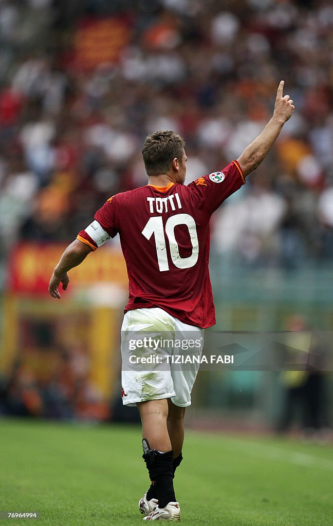 AS Roma forward Francesco Totti reacts a