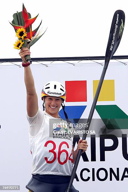 Jennifer Bongardt from Germany, Gold Medal winner in the women's K-1 competition of the 2007 Slalom World Championships at Itaipu Hydroelectric Power...