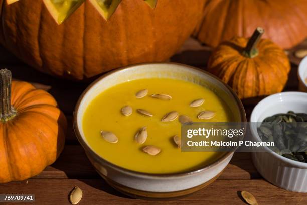 pumpkin season - pumpkin soup stock-fotos und bilder
