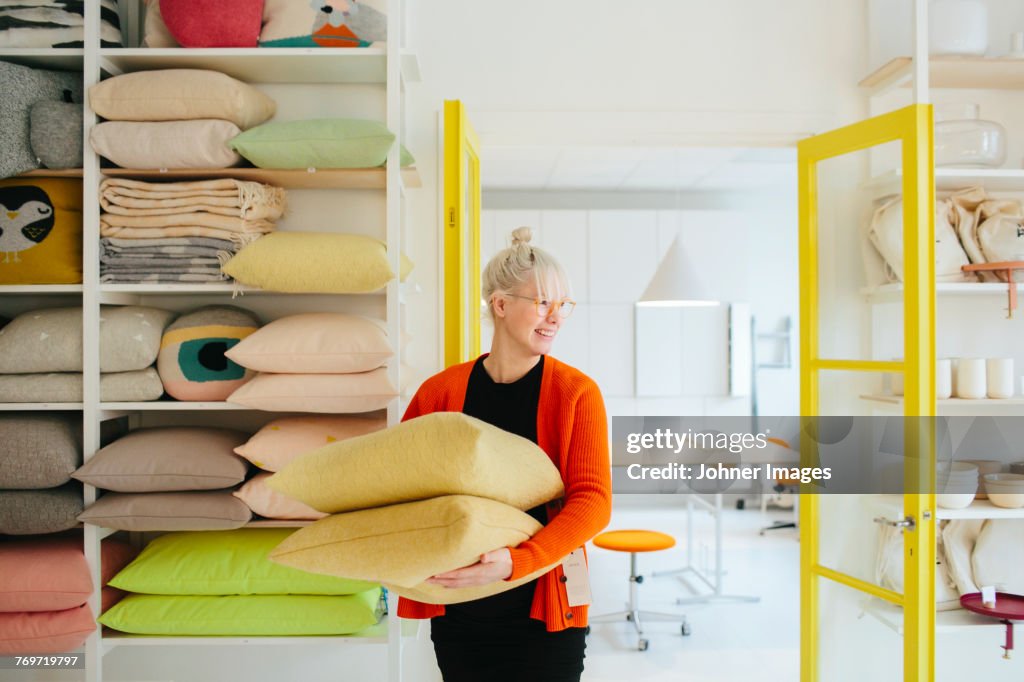 Woman working in shop