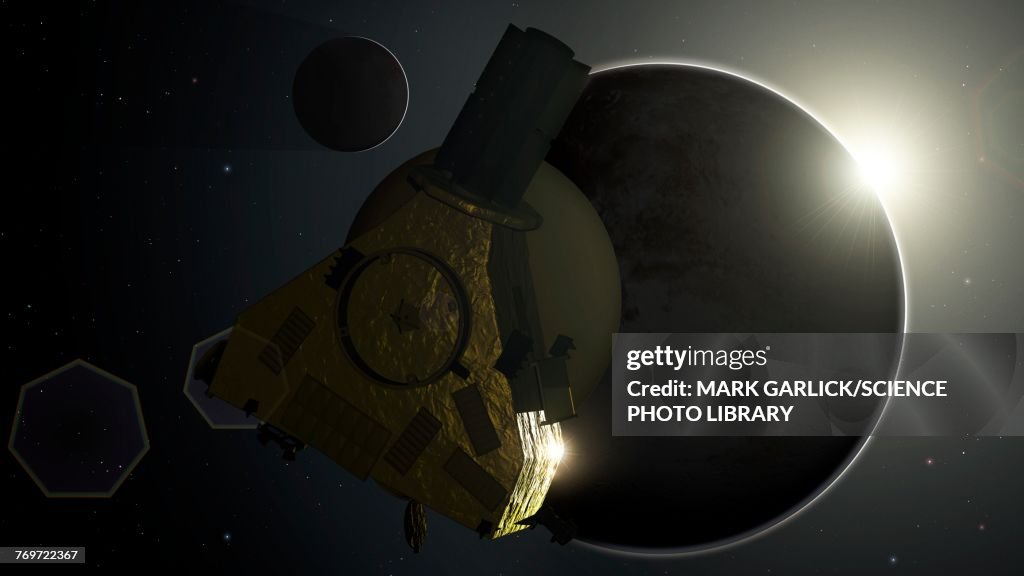 New Horizons and Backlit Pluto, illustration