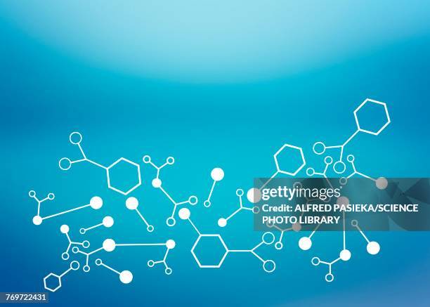 abstract background with molecules, illustration - molekülstruktur stock-grafiken, -clipart, -cartoons und -symbole