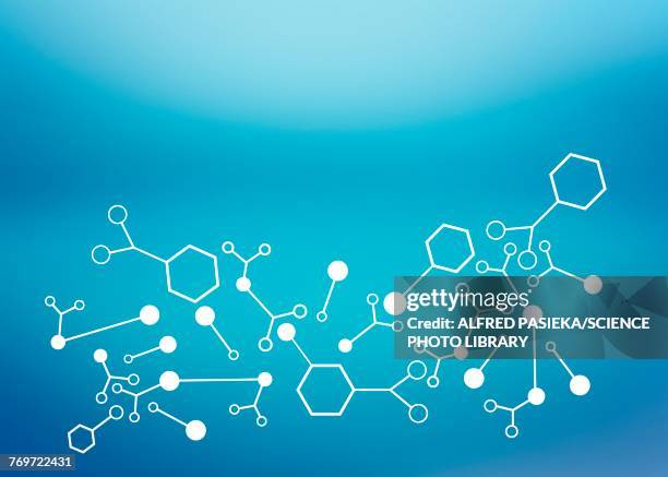 abstract background with molecules, illustration - chemical formula stock illustrations
