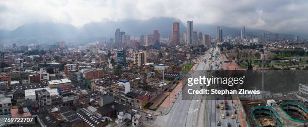 aerial view of cityscape against sky, bogota, columbia - bogota stock pictures, royalty-free photos & images