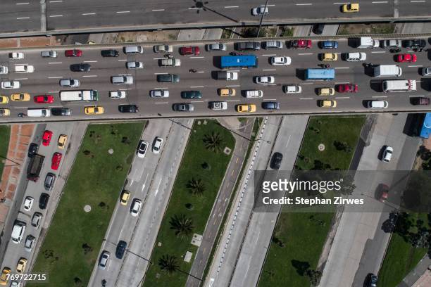 aerial view of traffic on streets in city, bogota, columbia - bogota stock pictures, royalty-free photos & images