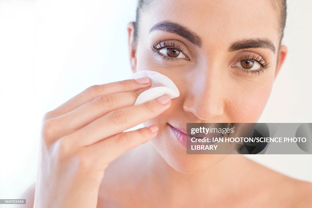 Woman removing make up