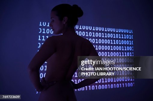 Woman with binary code Woman with binary code