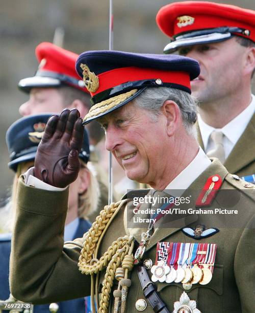 Prince Charles, Prince of Wales presents the Queen's Own Yeomanry, with its first Guidon, a consecrated flag, at Alnwick Castle on 22 September, 2007...