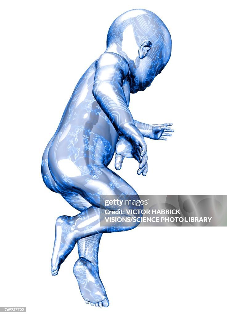 Baby against a white background, illustration