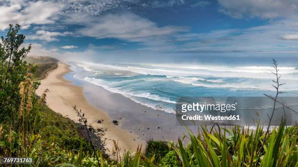 new zealand, north island, view to maunganui bluff beach - northland new zealand stock pictures, royalty-free photos & images