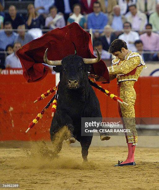 Spanish matador Jose Tomas makes a pass to his bull during a bullfight at Monumental bullring in Barcelona, 23 September 2007. AFP PHOTO/CESAR RANGEL