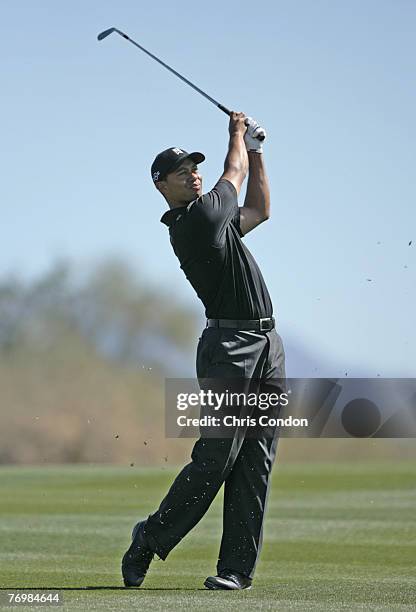 Tiger Woods during the second round matches of the WGC-Accenture Match Play Championship held at The Gallery at Dove Mountain in Tucson, Arizona, on...