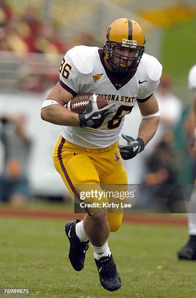 Arizona State freshman tight end Zach Miller during 45-7 loss to USC in Pacific-10 Conference football game at the Los Angeles Memorial Coliseum on...