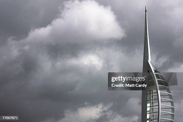 People look from the viewing gallery of the Spinnaker Tower in Portsmouth Harbour on September 25, 2007 in Portsmouth, England. Originally scheduled...