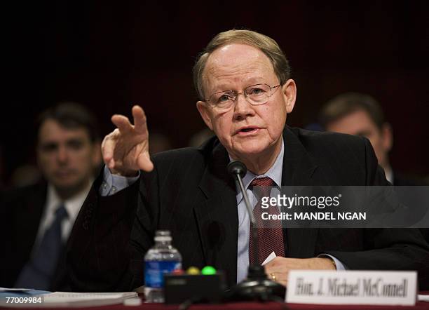 Director of National Intelligence Michael McConnell testifies before the Senate Judiciary Committee on Foreign Intelligence Surveillance Act...