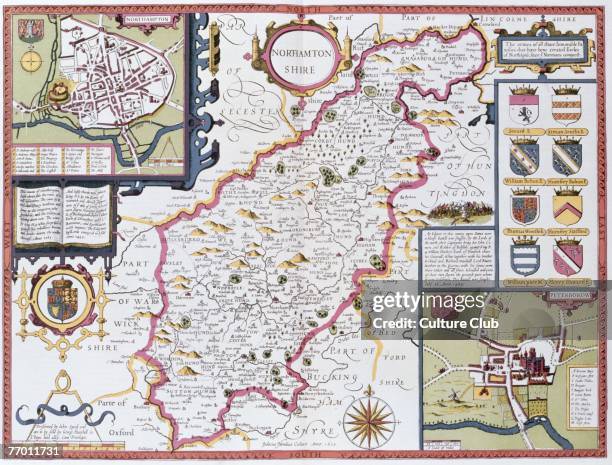 Northamtonshire, engraved by Jodocus Hondius from John Speed's 'Theatre of the Empire of Great Britain', pub. By John Sudbury and George Humble, 1610