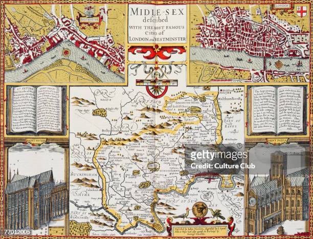 Midle-sex described with the most famous cities of London and Westminster, from Speed's 'Theatre of the Empire of Great Britain', 1610