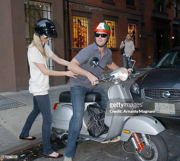 Nextel Cup Cup champion Jimmie Johnson is seen with his wife Chandra Janway on September 25, 2007 in New York City. Johnson and his wife had lunch at...