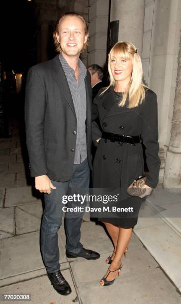 Emily Compton and Edward Spencer Churchill attend the private view of 'Helmut Newton: Big Newton', at the Hamiltons Gallery on September 25, 2007 in...