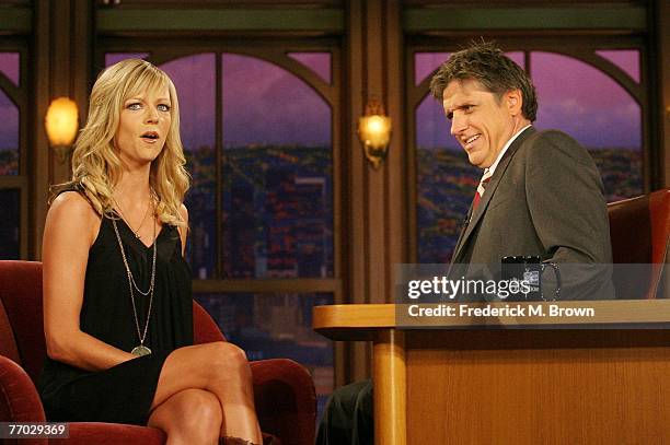 Actress Kaitlin Olson and host Craig Ferguson talk during a segment of 'The Late Late Show with Craig Ferguson' at CBS Television City on September...