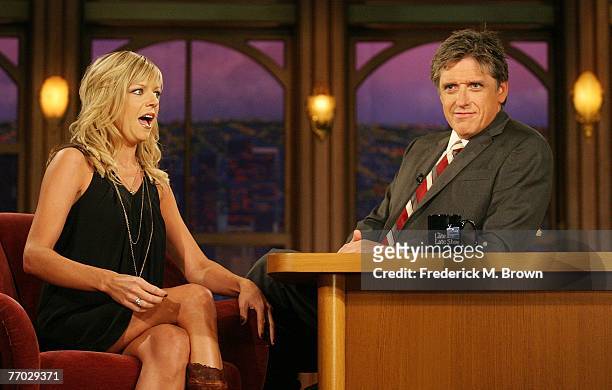 Actress Kaitlin Olson and host Craig Ferguson talk during a segment of 'The Late Late Show with Craig Ferguson' at CBS Television City on September...