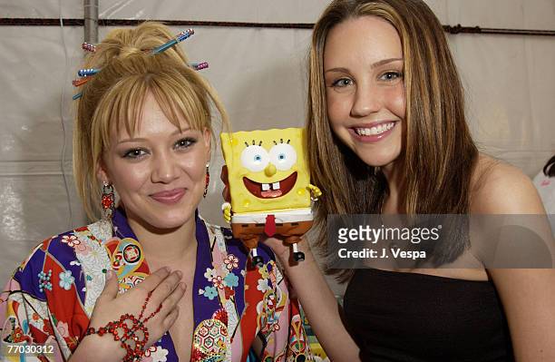 Hilary Duff and Amanda Bynes with Sponge Bob Square Pants