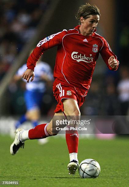 Fernando Torres of Liverpool in action during the Carling Cup third round match between Reading and Liverpool at the Madjeski Stadium on September...