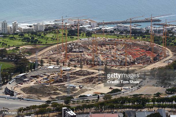 View of Green Point Stadium under constuction which will be used as a venue for the 2010 FIFA World Cup on September 26, 2007 in Cape Town, South...