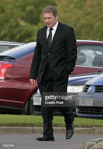 Ally McCoist arrives for the funeral of Colin McRae and son Johnny at East Chapel, Daldowie Crematorium on September 26, 2007 in Glasgow, Scotland....