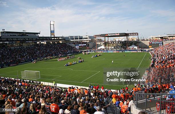 The stadium field during the 2006 MLS Cup between the New England Revolution and Houston Dynamo at Pizza Hut Park in Frisco, Texas on November 12,...